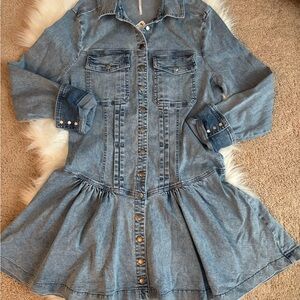Free People Roadhouse Denim Mini Dress XL